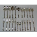 A PART SUITE OF SILVER CUTLERY probably by Chawner & Company, London 1865, with rope twist decorated