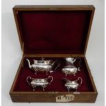 AN EDWARDIAN SILVER FOUR PIECE TEA SERVICE by George Edward & Sons, London 1906, of rounded oval