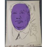 ANDY WARHOL (AMERICAN 1928-1987) MAO, 1974 Screenprint in colours on wallpaper, signed, dated and