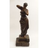 EMMANUEL VILLANIS, FRENCH 1859-1914 - A MANACLED MAIDEN patinated full length spelter figure of a