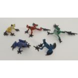 TIM COTTERILL (FROGMAN) (BRITISH B.1950) group of five miniature bronze and enamel limited edition