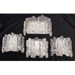 A SET OF FOUR 1960'S KALMAR ICE GLASS WALL LIGHTS 19cm high Condition Report: Available upon