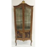 A VERNIS MARTIN STYLE DISPLAY CABINET with a pair of glazed doors and sides with gilt metal mounts