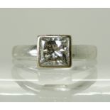 AN 18CT WHITE GOLD PRINCESS CUT DIAMOND RING set with an estimated approximately 1.04ct princess cut