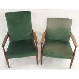 AN I B KOFOD LARSEN FOR G-PLAN DANISH RANGE AFROMOSIA TEAK LOUNGE CHAIR with shaped arms and