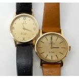 TWO OMEGA WATCHES a 14k gold Omega De Ville Quartz, diameter of case 2.2cm, weight including