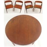 A SVEND A MADSEN DANISH TEAK EXTENDING DINING TABLE with two leaves on shaped legs, 73cm high x