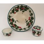 A COLLECTION OF WEMYSS WARE IN CHERRIES PATTERN comprising a large bowl painted inside the bowl