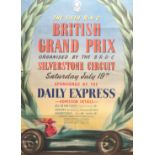 A VINTAGE FIFTH R.A.C. BRITISH GRAND PRIX POSTER offset lithograph in colours, horizontal and