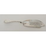 A SILVER FISH SLICE by Marshall & Sons, Edinburgh 1836, fiddle pattern, the terminal with shell