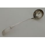 A SILVER SOUP LADLE by John Graham, Edinburgh circa 1805, fiddle pattern with blank terminal, 37cm