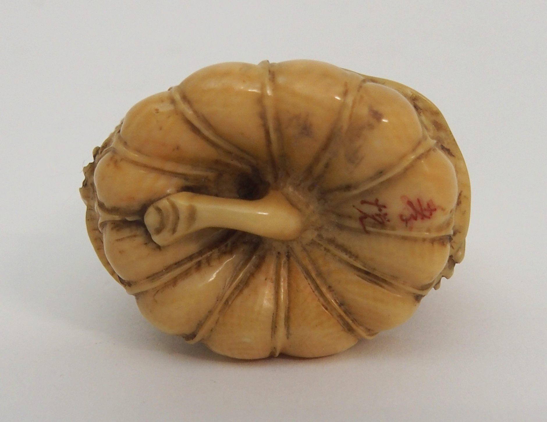 THREE JAPANESE IVORINE NETSUKE one as a rat holding a nut, signed, 3cm high, another chewing tail, - Image 6 of 7