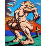 •PETER HOWSON OBE (SCOTTISH B. 1958) MADONNA Oil on canvas, signed 122 x 91.5cm (48 x 36") Condition