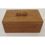 A ROBERT MOUSEMAN THOMPSON OF KILBURN TRINKET BOX AND COVER the lid with carved mouse signature,