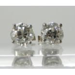 A PAIR OF 18CT WHITE GOLD OLD CUT DIAMOND STUD EARRINGS set with estimated approx 1.80cts of
