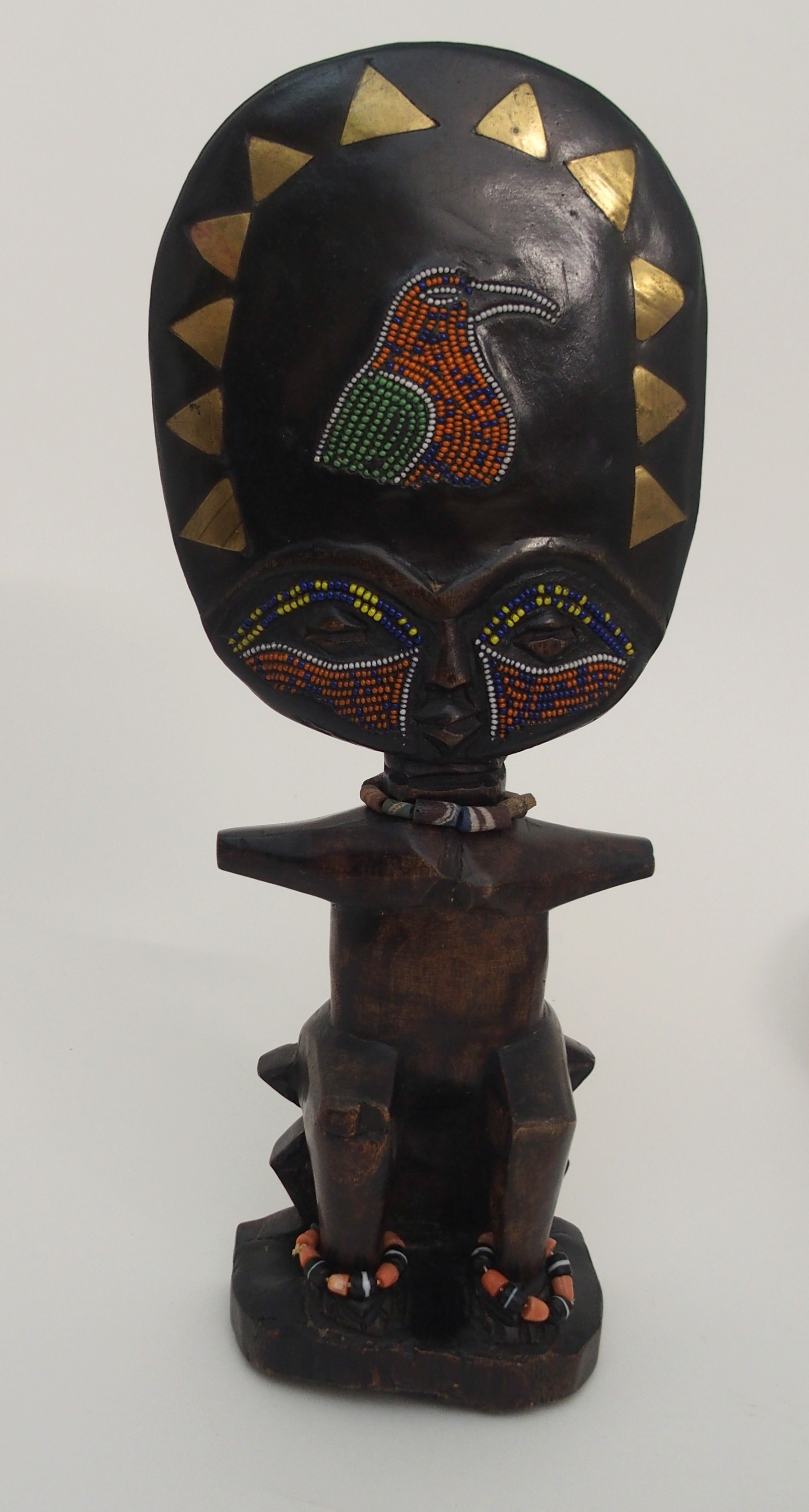 A GROUP OF AFRICAN TRIBAL ITEMS comprising; a Papua New Guinea ceremonial slate and wicker axe, 57cm - Image 2 of 5