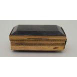 AN UNMARKED GILT METAL SEALING WAX CASE the hinged cover and base agate set, (the base agate