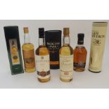 SEVEN VARIOUS BOTTLES OF MALT WHISKY including Glen Forres, aged 8 years, Glen Dower, Glen