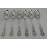 A SET OF SIX SILVER TABLESPOONS probably by John Todd, Glasgow 1854, struck in the King's pattern,