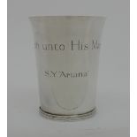 A SILVER COMMEMORATIVE BEAKER by Asprey & Company Limited, London 1935 of flaring cylindrical form