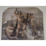 DAVID SCOTT RSA (SCOTTISH 1806-1849) ROMAN VERSUS BRITON Charcoal, watercolour and gouache, 62 x