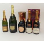 A BOTTLE OF LAURENT-PERRIER ROSE CHAMPAGNE in carton, two bottles of Laurent-Perrier Champagne in