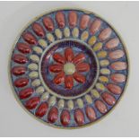 A LATE 19TH CENTURY WILLIAM DE MORGAN PLATE with gem like decoration in lustre pinks and yellow on a