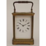 A FRENCH GILT BRASS CARRIAGE CLOCK BY HENRI JACOT, PARIS circa 1900, the eight-day movement with