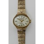 A 9CT GOLD LADIES RETRO ROTARY WRISTWATCH dimensions of the case 1.8cm x 2cm, length of strap approx