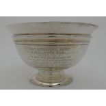 A SILVER PRESENTATION ROSEBOWL by Atkin Brothers, Sheffield 1904, of circular form with flaring