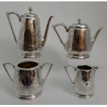 A VICTORIAN FOUR PIECE TEA AND COFFEE SERVICE maker's marks "PA", Sheffield 1887, of tapering
