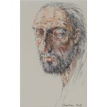 •PETER HOWSON OBE (SCOTTISH B.1958) PORTRAIT STUDY Ink and watercolour, signed and dated 2013, 20