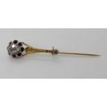 A YELLOW AND WHITE METAL DIAMOND SET HALLEY'S COMET PIN circa 1835, set with a large rose cut
