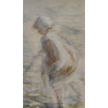 ROBERT GEMMELL HUTCHISON RSA, RBA, ROI, RSW (SCOTTISH 1855-1936) GIRL SHRIMPING Watercolour and