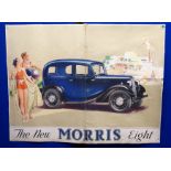 A VINTAGE NEW MORRIS EIGHT POSTER offset lithograph in colours, horizontal and vertical folds, 57