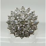 AN 18CT GOLD DIAMOND CLUSTER RING set with estimated approx 1ct, finger size N1/2, weight 6.2gms