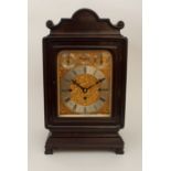 AN EDWARDIAN GOOD QUALITY BRACKET CLOCK the scrolling domed mahogany case with Chinese fretwork side