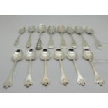A lot comprising six silver trefoil coffee spoons, London 1788 and eight assorted silver