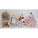 Two Royal Doulton figures Noelle and Rebecca, a Royal Worcester figure Monday's child is fair of