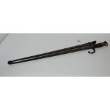 A vintage bayonet converted to fire tongs, 65cm overall Condition Report: Available upon request