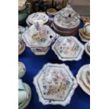 An Ashworth Bros Hanley pattern part dinner service comprising plates, bowls and lidded tureens