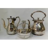 A tray lot of EP - coffee pot, kettle, goblet, ice pail etc Condition Report: Available upon
