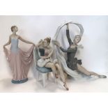 A large Nao figure of a dancer, a Lladro dancer and a ballerina Condition Report: All in good