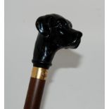 A modern walking cane, the handle modelled as a dog's head and two crooks Condition Report: