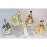 Five Royal Doulton figures including Soiree, Coralie, Ninette, Thinking of You and Sunday Best