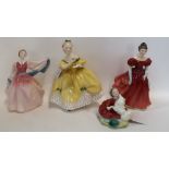 Four Royal Doulton figures including Home Again, The Last Waltz, Gay Morning and Winsome (4)