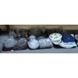 A quantity of pressed, moulded and cut glass including plates, bowls, sundae dishes etc and a
