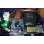 Two vintage cameras and collection of various lenses, flash guns etc Condition Report: Available