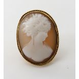 A 15ct gold cameo ring size M, weight 6.5gms Condition Report: