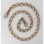 A 9ct gold fob chain, stamped 9ct 375 to every link, length 43cm, weight 28.9gms Condition Report: